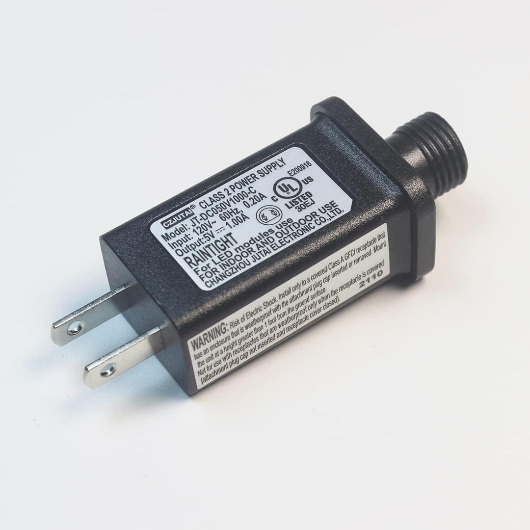 5V 1A LED Transformer JT-DC050V1000-C LED Power Supply, IP44 Low Voltage LED Driver US CA Plug Replacement for String Light, Projector Light, Fairy Lights (5V1A 1Pack)