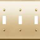 ENERLITES Toggle Light Switch Metal Wall Plate, Stainless Steel 201, Corrosion Resistant, Size 3-Gang 4.50" x 6.38", 7713-PB, Polished Brass, Gold