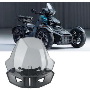 Adjustable 3 inches Windshield for Can-Am Ryker 600 900 Sport & Rally Edition 2019-2023 All Models, Front Vented Wind Deflector Windscreen Accessories( Replace # 219401023, 219400771) (Smoke Gray)