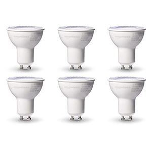 Amazon Basics MR16 LED Light Bulb, 50W Equivalent, Energy Efficient 7W, GU10 Base, Warm White 3000K, Dimmable, 10,000 Hour Lifetime, 6-Pack