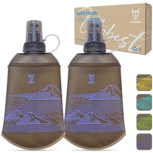 UTOBEST 200ml Soft Flask, 2 Pack Flexible TPU Hydration Water Bottle, Collapsible with 28mm Caliber for Running, Hiking, Cycling, Climbing, and Marathon Purple