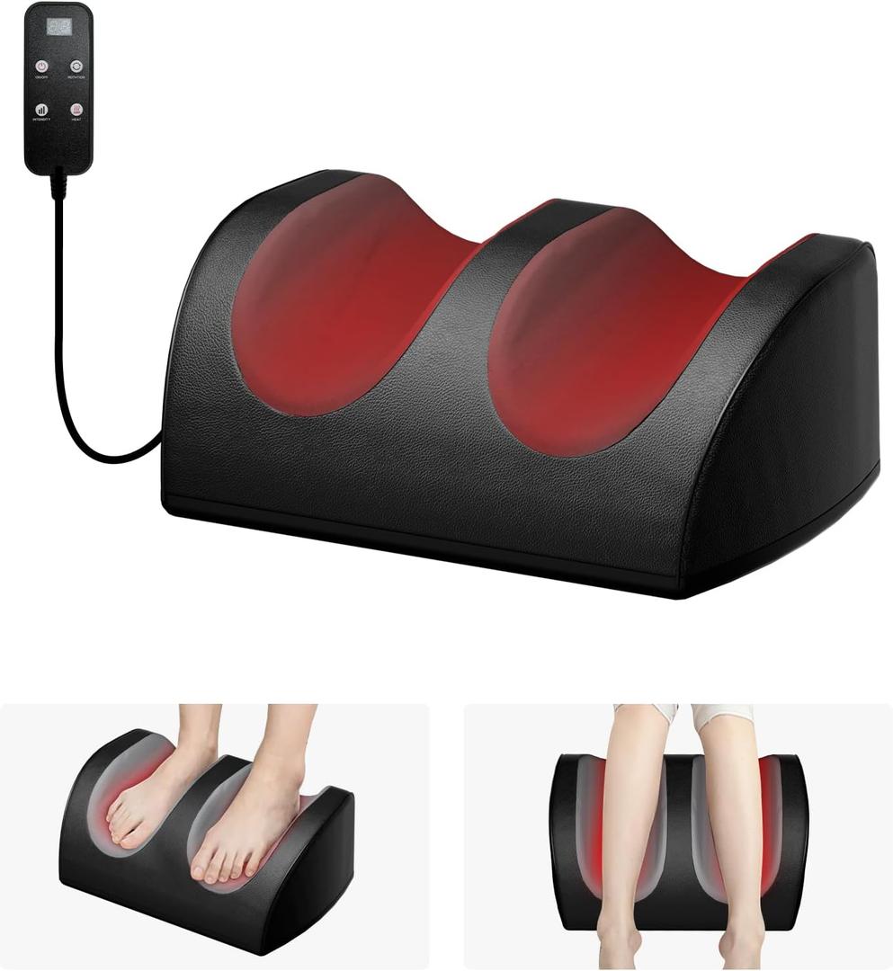 Foot Massager with Heat and Foot Massage, Electric Foot Massager with Cord Remote Control, Birthday Gifts for Mom and Dad (Black - Corded Electric)