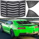 Rear+Side Window Louvers for Chevrolet Chevy Camaro 2010 2011 2012 2013 2014 2015 Windshield Sun Shade Cover Vent GT Lambo Style Custom Fit All Weather ABS (Matte Black)