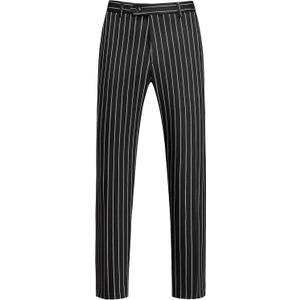 MOGU Mens Striped Slim Fit Dress Pants  Lightweight Flat Front Pinstripe Suit Trousers, Business Casual Slacks (Medium, Black)