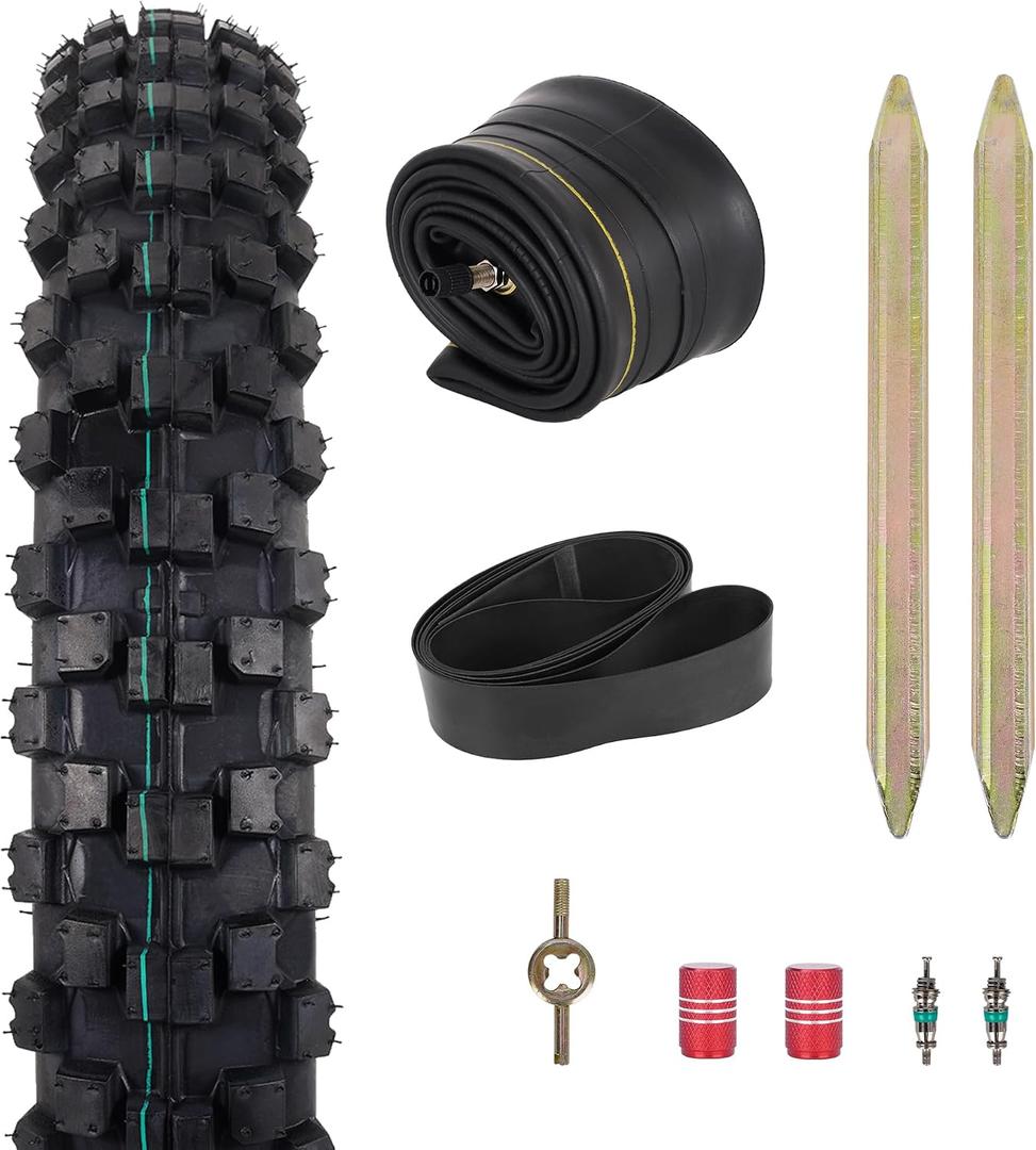 80/100-19 6PR Wear-Resistant Dirt Bike Tire & Heavy Duty Inner Tube 1 Set, 6PR high-performance tire