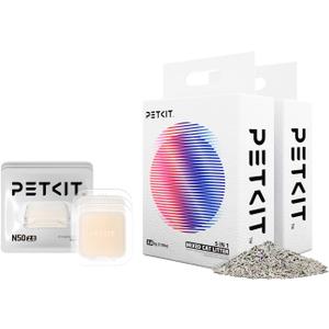 PETKIT 5 in 1 Mixed Cat Litter 2 Bags+Pet Odor Eliminator N50 2.0, Strong Clumping Bentonite Cat Litter, 3 Packs Odor Control Eliminator