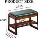 latifolia Solid Wood Bench, Entryway Shoe Bench with Cushion, 2 Tier Shoe Storage Organizer for Hallway, Living Room(Green,21.65''L)
