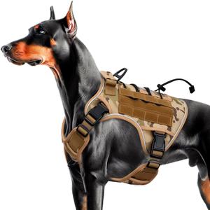 Heavy-Duty Tactical Dog Harness for Large Dogs, No Pull Adjustable Reflective Pet Vest with Molle System, K9 Military-Grade Control for Service Training, Outdoor & 10+ Breeds, Desert Camo, Large (L: Neck: 19-25'', Chest: 27-35'')