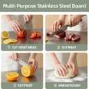 2-Piece Stainless Steel Cutting Board with Lip, Kitchen Chopping Board for Cutting Meat, Veggies and Fruit, 16 12 0.8 inch