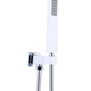 ENGA Square Solid Brass Hand Held Wand Shower Head with Wall Connector and Stainless Steel Hose Set, Chrome