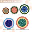 5-Size Reusable Beeswax Bowl Covers for Bread Proofing, Cotton Cloth Flexible Beeswax Wraps for Food Storage(Colorful Concentric Circle)