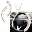 for Tesla Model 3 Highland and Model Y Juniper Steering Wheel Cover Trim Interior Decoration Protection Accessories (M3/My-White 3pcs)