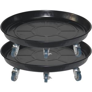 Round Plant Stand with Lockable Wheels, Heavy Duty for Indoor Outdoor, Large Rolling Dolly Planter Caddy on Casters to Carry Potted Flower Pot, Round Metal Tray NO Holes, Black (20", Black 2 Pack)