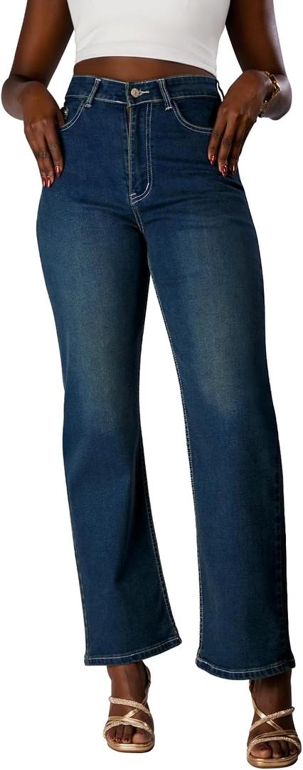 Flattering High-Waist Jeans for Women –Stretchy Premium Denim, Slimming Straight & Wide-Leg Fit, Petite to Plus Sizes