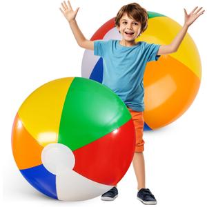FUTUREPLUSX 2PCS Large Beach Balls, 42Inche Inflatable Pool Balls Toys for Summer Pool Beach Party