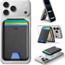 ESR for MagSafe Wallet, 5 Card Holder, RFID Blocking, Magnetic Wallet for iPhone 17/16/15/14/13/12 Series and Selected Samsung Devices, Adjustable Stand, Not for 13/12 Mini, Black Carbon Fiber