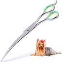 LovinPet Pet Grooming Scissors Professional Dog Cat Grooming Shears with Round Blunt Tip Stainless Steel, Dog Curved Scissors for Grooming Cats Dogs Grooming Tools