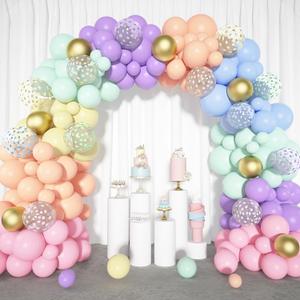 Amandir 164PCS Pastel Balloon Garland Kit, Rainbow Easter Unicorn Balloon Arch, Colorful Gold Confetti Balloons Pastel Easter Spring Baby Shower Wedding Ice Cream Mermaid Party Decorations Supplies