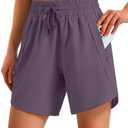 Ksmien Women's 5"/ 7" Athletic Running Shorts Quick Dry Lightweight Workout Gym Shorts with Zipper Pockets UPF 50+, Medium