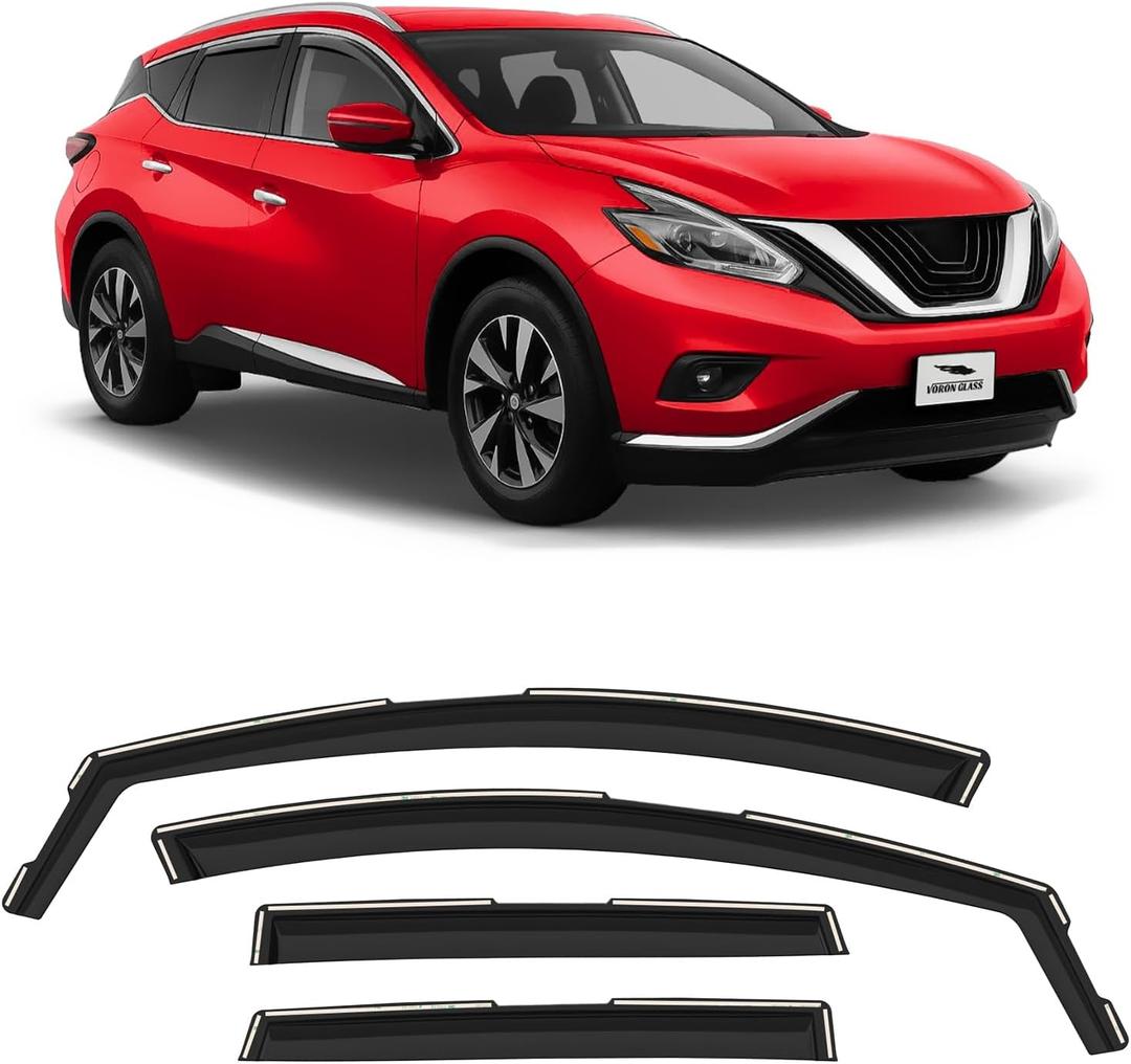 Voron Glass in-Channel Extra Durable Rain Guards for Nissan Murano 2015-2024, Window Deflectors, Vent Window Visors, 4 Pieces - 200483