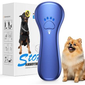 New Anti Barking Device,Dog Barking Control Devices,Rechargeable Ultrasonic Dog Bark Deterrent up to 16.4 Ft Effective Control Range Safe for Human & Dogs Portable Indoor & Outdoor(Blue) (Blue)