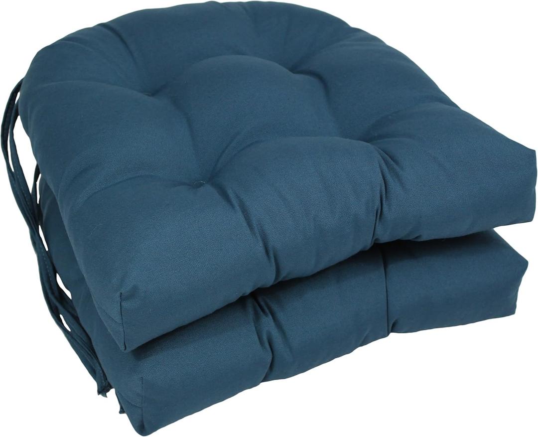 Blazing Needles 16-inch Twill Rounded Back Chair Cushion, 16" x 16", Indigo 2 Count Blazing Needles 16-inch Twill Rounded Back Chair Cushion, 16" x 16", Indigo 2 Count