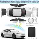 6PCS Windshield Sun Shade Custom Fit for 2023 2024 2025 Tesla Model S Accessories Foldable Sunshade Side Rear Window Shade Cover Full Set Privacy Protection Keeps Car Cool