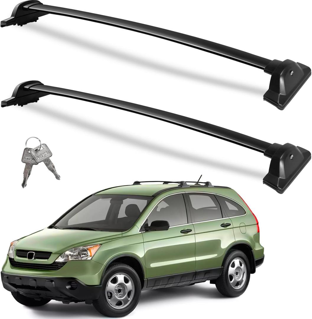 Lockable Roof Rack Cross Bars 220lbs Compatible with Honda CRV CR-V 2007 2008 2009 2010 2011 EX EX-L LX 2.4L L4,Heavy Duty Aluminum Roof Rails Crossbars Cargo Canoe Black Rooftop Carrier Luggage