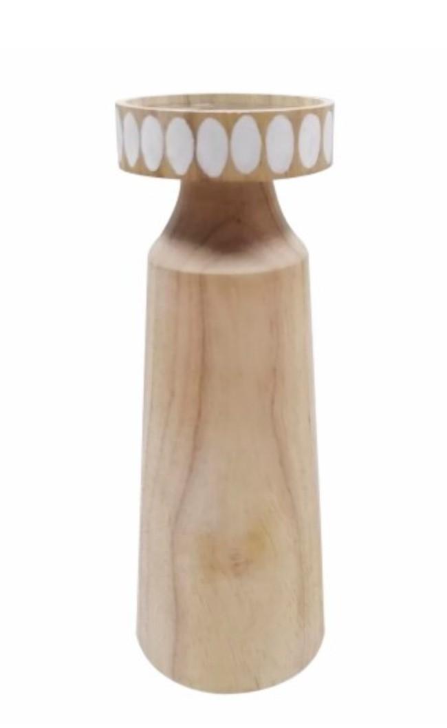 HD Designs Wood Large Candle Holder 8 Inch