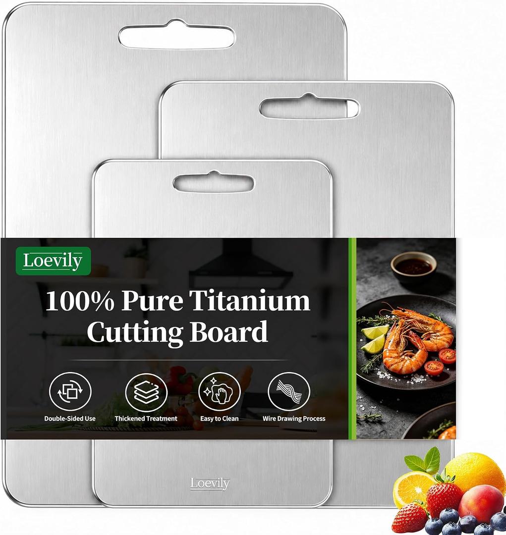 Titanium Cutting Board Set, Thick 3 Piece, for Kitchen, 18"L x 0.4"W
