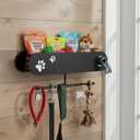 Geyecete Dog Leash Holder for Wall Dogs Hooks for Wall Pet Stuff Organizer with Shelf Storage, Key Holder, Hangers Organizer Rack for Dog Leashes etc