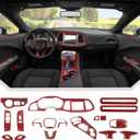 JeCar 21pcs Red Carbon Fiber Interior Trim Kit Fit for 2015-2023 Dodge Challenger Interior Accessories