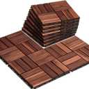 THYOI Premium Deck Tiles, Patio Flooring - Outdoor Waterproof Acacia Wood Tiles for All Weather Use - Balcony, Backyard, Indoor & Outdoor (Square Ft) (10, Dark Brown, 12S)