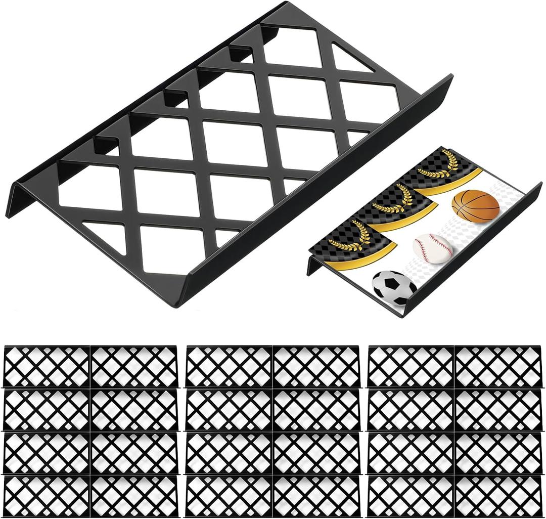 Yalikop 24 Pcs Trading Card Risers for Display Case Acrylic Display Risers for Cardshow Vendor Sport Card Board Game (Hollow)