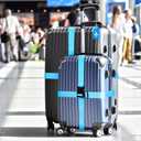 Weewooday 8 Pcs Luggage Straps Suitcase Tags Set for TSA Approved, 4 Travel Adjustable Suitcase Belt, 4 Silicone Luggage Tags with Name ID Card Travel Accessories(Blue,Airplane)