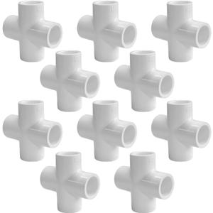 10Pack 4-Way 1" PVC Fitting, LESSO PVC Pipe Cross 1 inch Connector Furniture Grade Fittings for DIY Shelf Building Garden Greenhouse Connection Tent, SCH40