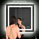 LOAAO 40"X38" LED Bathroom Mirror with Lights, Anti-Fog, Dimmable, Backlit + Front Lit, Lighted Bathroom Vanity Mirror for Wall, Memory Function, Tempered Glass, ETL Listed