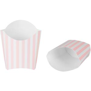 Restaurantware Bio Tek 3.9 x 2.6 x 3.5 Inch French Fry Cup 100 Disposable Snack Cups - Stackable Sustainable Pink And White Paper 2 Ounce Fry Holder For Fries Onion Rings Popcorn or Cookies (Small)