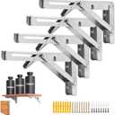 4 Pcs Folding Shelf Brackets, 20 Inch Shelf Brackets Heavy Duty Collapsible Triangle Stainless Steel L Brackets