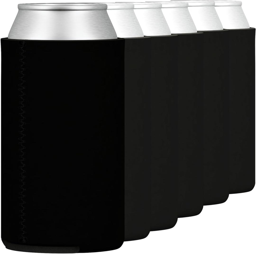 TahoeBay Tallboy Can Coolers (6-Pack) 24oz Neoprene Beer Sleeves for Large Cans - Bulk Blank Energy Drink Coolers (Black)