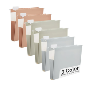 Y YOMA Letter Size  24 Pack Extra Capacity Hanging File Folders Accordion Decorative File Folder Cute Colored Hanging Folder Organizer for Office Home with 1/5Cut Adjustable Tabs, Natural Color