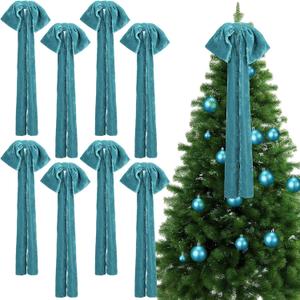 8 Pcs Extra Large Valentines Day Velvet Bows, 17.7 x 8.7 Vintage Raw Edge Ribbon Swag Bows for Romantic Home Decor, Door Wall Mantel Hanging Decorations(Blue Grey,8.7 x 17.7 x 3 in)