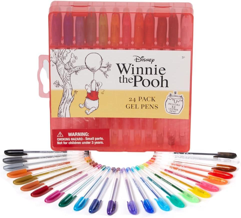 Disney Winnie the Pooh Gel Pens Set for Kids, 24 Pack with Glitter Gel Pens, Cute Pens for Girls and Boys