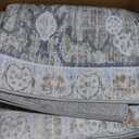 Washable Area Rugs 8x10 Living Room Boho Non Slip Thin Carpet Stain Resistant Vintage Linen Printed Oriental Foldable Distressed Rug for Bedroom Indoor House (Linen/Gray/Onyx/Chestnut)