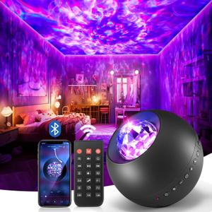 Galaxy Projector for bedroom, 20Colors Galaxy Light Projector for Bedroom, 15White Noise Led Lights for Bedroom Lights, HiFi Bluetooth Speaker,Remote&Timer Ceiling Projector Room Lights for Kids Adult (Black)