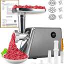 5.0 Upgrader Electric Meat Grinder 【NO.1 Germany 3000W Super Motor】【SGS Certified SUS304 Blade & Plate】3-Second Fast Meat Grinding, Perfect For Meat Grinders For Home Use-N (Gray)