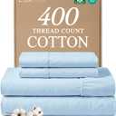 King Sheet Set - 100% Cotton Sheets - 4 Piece King Size Cotton Bed Set with Deep Pockets up to 16 Inches - Ultra Soft, Breathable & Cooling - Fade and Stain Resistant - Machine Washable - Light Blue