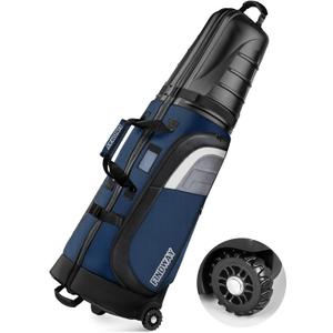findway Golf Travel Bags for Airlines with Wheels and ABS Hard Case Top, Protect Your Clubs, Waterproof 1680D Oxford Fabric and Oversize Tank Wheels, Lightweight and Easy to Maneuver (Blue)