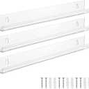 Vinyl Records Shelf Wall Mount 3 Pack 12 Inch Clear Acrylic Album Record Holder for Wall Display Daily Listening and LP Storage Music Wall Art Shelves Rack for Home Decor, Transparent (3pcs Transparent)