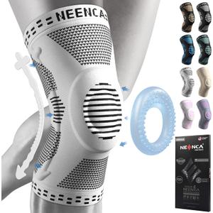 NEENCA Hinged Knee Brace Adjustable Knee Brace with Compression Knee Pack with Open Patella for Knee Pain Relief, Joint Pain Relief, Injury Recovery HX056 (XXL, Grey)